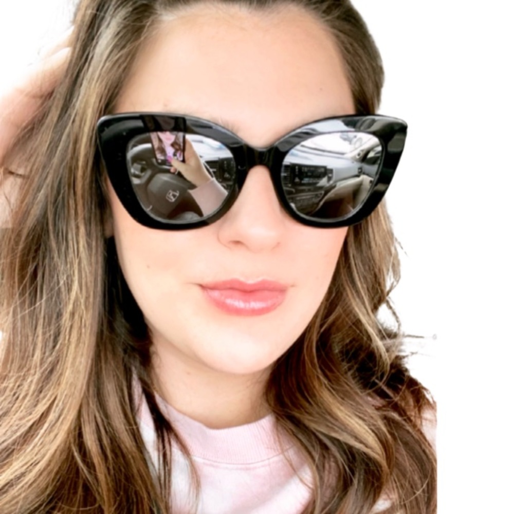DIFF Raven Sunglasses Black Frame Grey Mirror Lenses Cat Eye
